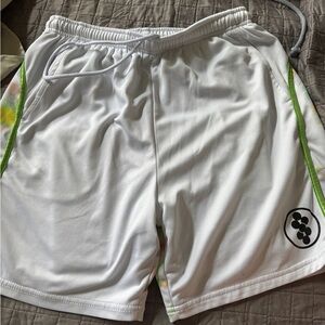Supreme White men’s Athletic Shorts with Green Accents authentic worn once